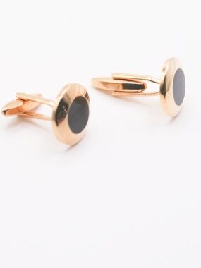 Round Black and Gold Rim Men’s Cufflinks